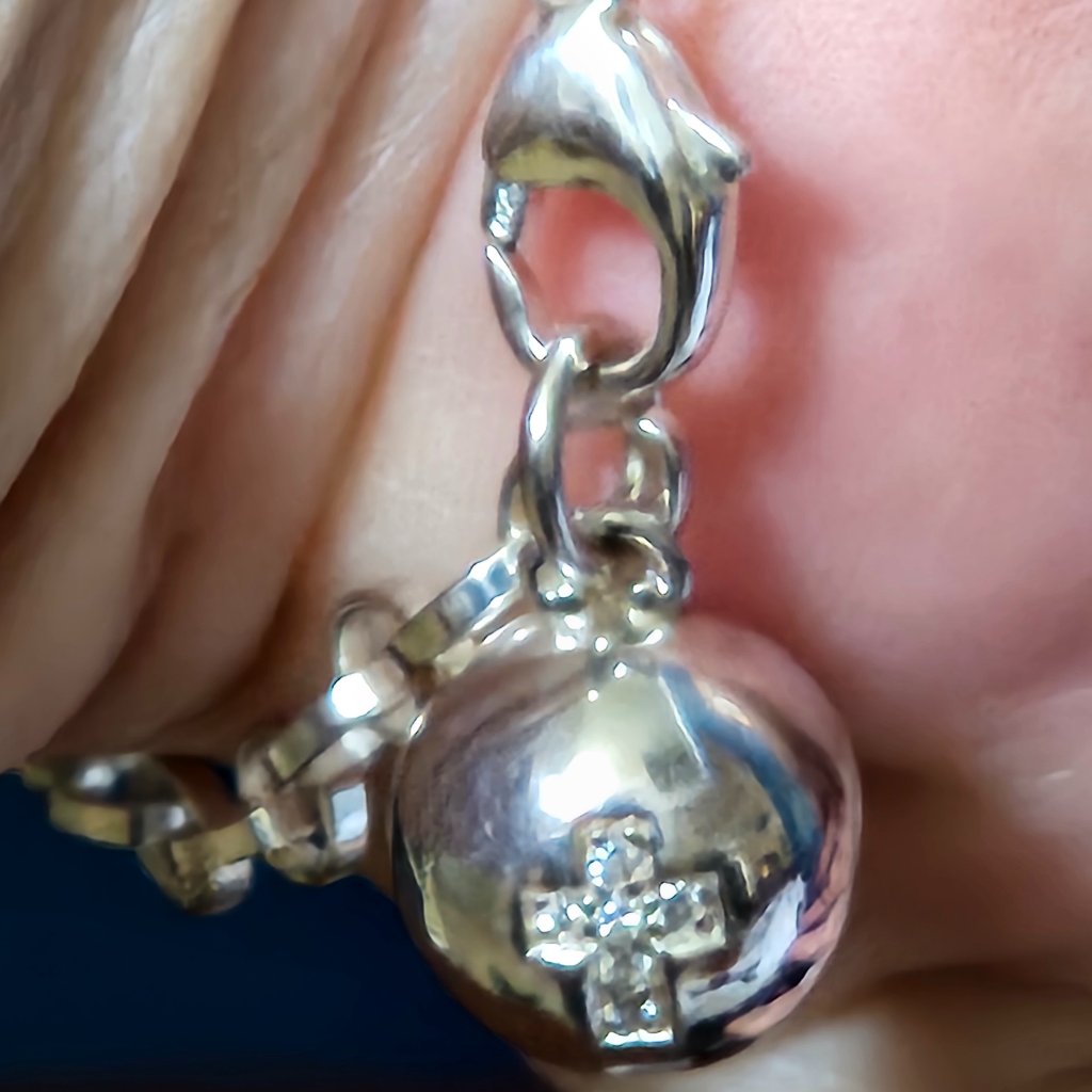 Rare Modern Monica Rich Kosann Cross Sapphire 925 Silver Charm Pendant Bracelet — image 4 of 8